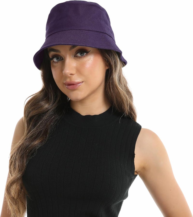 Wheebo Solid Color Bucket Hat for Women Summer Beach Fishmen Hat for Lady Adult Unisex Cotton Cap…… - Image 3